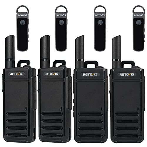 Retevis RB639P Walkie-Talkies für Erwachsene, Mini-Funkgerät mit Ohrhörern, VOX, USB-C, PMR446 Professionelles 2-Wege-Funkgerät für Restaurant (Schwarz, 4 Stück) von Retevis