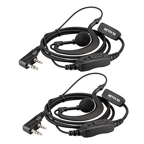 Retevis RE3120 Funkgeräte Kopfhörer 2 Pin C-Typ Headset Kompatibel mit JUCJET Walkie Talkie RT24 RT24V RT27 RT668 RT618 RT86 Baofeng BF-88E BF-888S Tyhbelle Kenwood Funkgerät Headset (2 STK) von Retevis