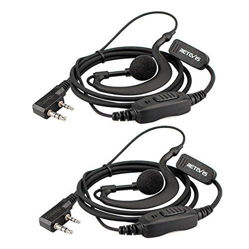 Retevis RE3120 Funkgeräte Kopfhörer 2 Pin C-Typ Headset Kompatibel mit Walkie Talkie RT24 RT24V RT27 RT622 RT28 RT617 RT618 RT619 RT667 RT46 Baofeng BF-88E BF-888S Tyhbelle Kenwood (2 STK) von Retevis