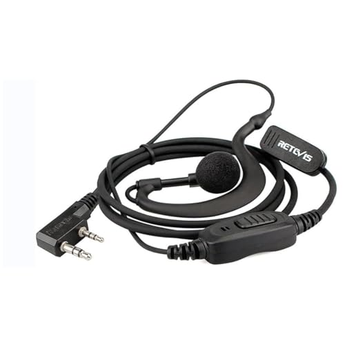 Retevis RE3120 Walkie-Talkie Ohrhörer mit Mikrofon, 2-poliges C-Typ Radio Headset, Kompatibel mit 2-Wege-Radio RT24 RT622 RT27 RT617 RT618 RT619 BaoFeng Kenwood Proster (1 Stück) von Retevis