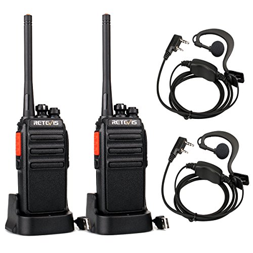 Retevis RT24 Walkie Talkie PMR446 Lizenzfreies, Professionelles Funkgerät mit Großer Reichweite und Freisprech-Walkie-Talkies für Erwachsene mit Ohrhörern und USB-Ladegerät (Schwarz, 1 Paar) von Retevis