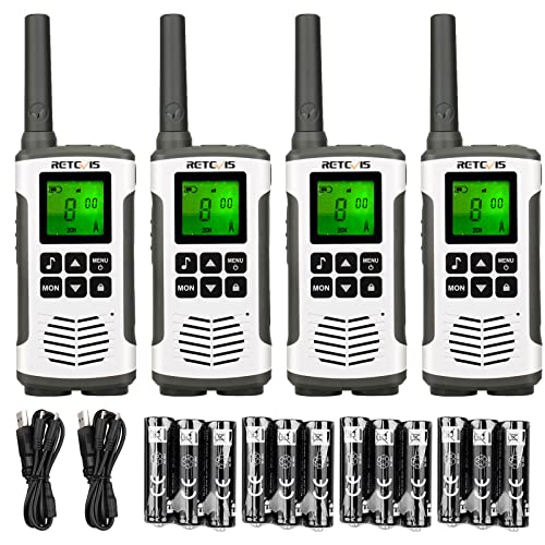 Retevis RT45 Walkie Talkie 4er Set, Funkgeräte Lizenzfrei 16 Kanäle, Funkgerät Set mit Wiederaufladbare AA-Batterie, USB-Ladekabel, Vox Taschenlampe, Walkie Talkie Erwachsene für Familie（4er） von Retevis