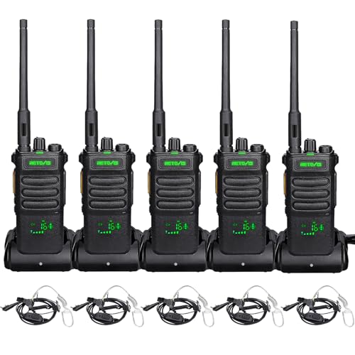 Retevis RT86 Professionelle Walkie-Talkie für Erwachsene, 2-Wege-Funk mit Großer Reichweite Tragbar mit Kopfhörern, Professionelle Gegensprechanlage mit 2600mAh Akku, LED-Anzeige, für Lager(5Stk) von Retevis