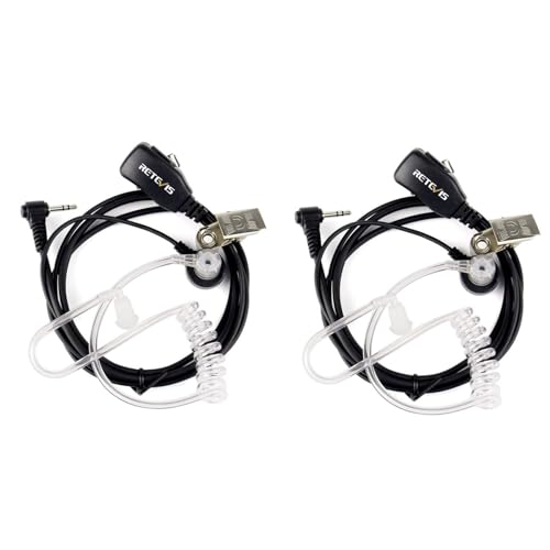 Retevis T001 Funkgerät Headset 1 Pin 2.5mm Kopfhörer Kompatibel mit Walkie Talkie RT45 Motorola TLKR T80 T80 Extreme T82 T82 Extreme T92 H2O T60 T61 T62 T81 Hunter T270 HYT TC-320 (2 STK.) von Retevis