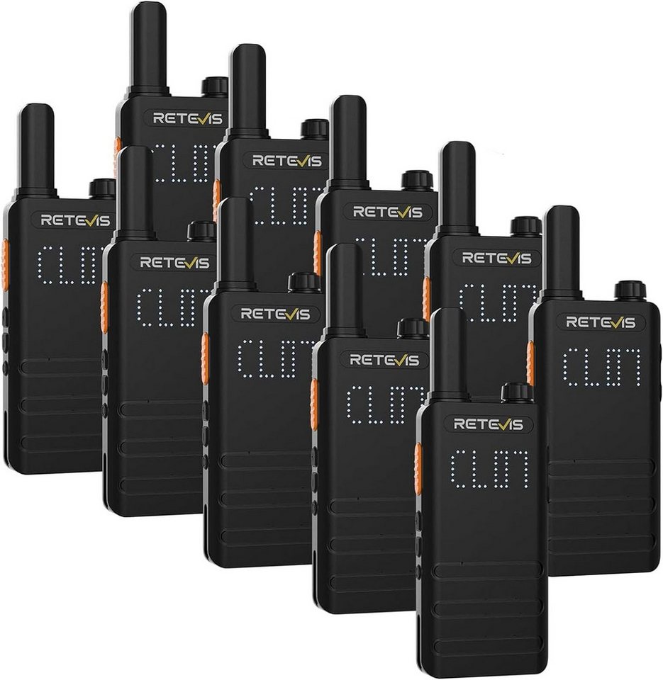 Retevis Walkie Talkie B63H, PMR446 Dünn Funkgerät mit Bildschirm, für Schul,Sicherheit(10er), CTCSS/DCS, Notfallalarm, USB-C, Tragbar, Professionelles Funkgerät Set von Retevis