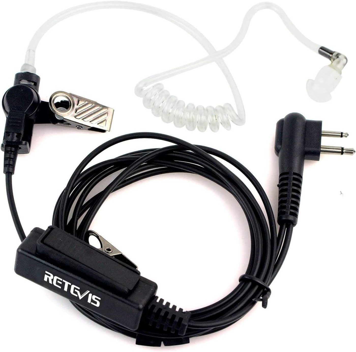 Retevis Walkie Talkie EAM001 Funkgeräte Headset, Mikrofon PTT Ohrhörer Security Kopfhörer, Kompatibel mit 2-pin Motorola DP1400 CP040 Hyera Midland G15/G18 von Retevis