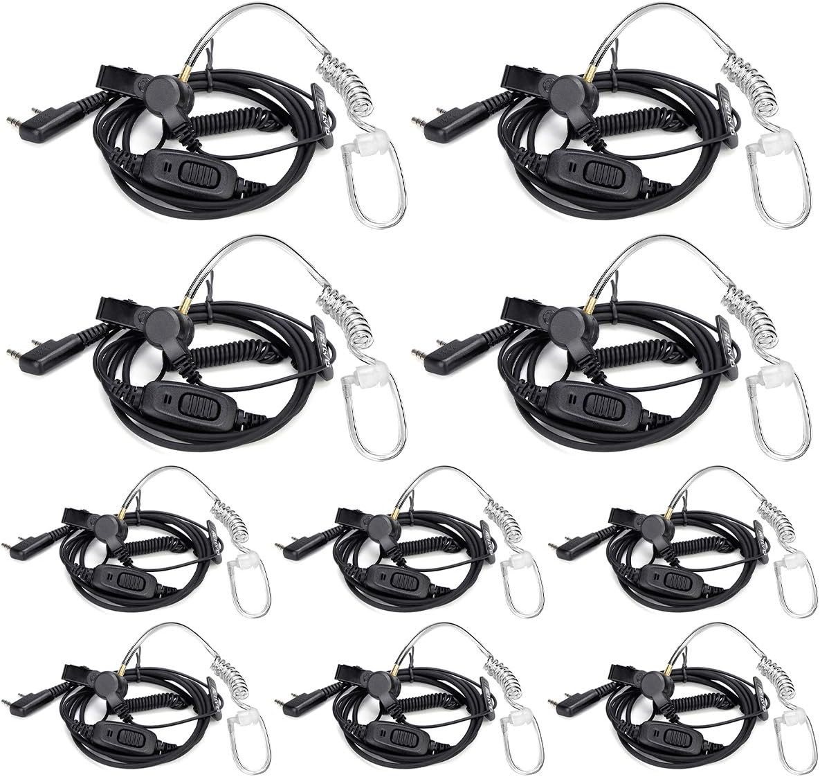 Retevis Walkie Talkie EEK009 Funkgerät Headset,2-Pin Verdeckte Akustikröhre,BaoFeng(10 STK), Überwachungsohrstück mit Spule, Schallschlauch Funkgerät von Retevis