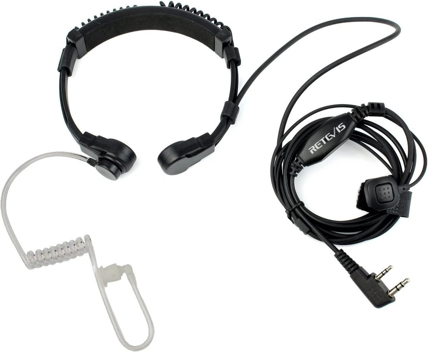 Retevis Walkie Talkie ETK002 Kehlkopfmikrofon Headset, 2-Pin, Kompatibel mit Baofeng Kenwood von Retevis