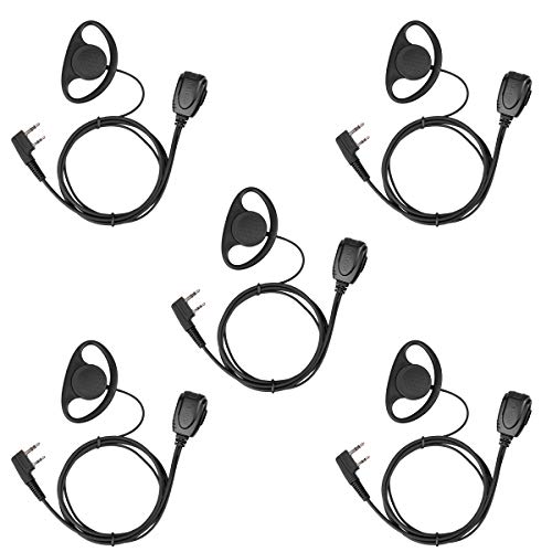 Retevis Walkie Talkie Headset, 2 Pin D-Form Ohrhörer, Kopfhörer Kompatibel mit Funkgerät RT24 RT622 RB618 H777 Baofeng BF-88E BF-888S Tyhbelle Radioddity GA-2S Kennwood (5 STK.) von Retevis