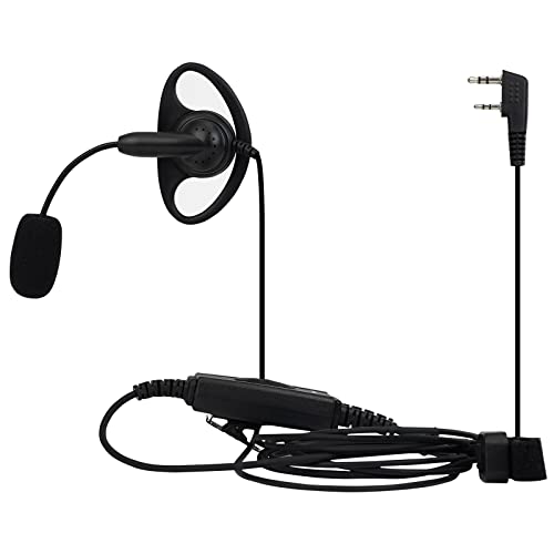 Retevis Walkie Talkie Headset mit Mikrofon, D Typ Ohrhörer mit Finger PTT, Kompatibel RT24 RT27 RT22 RT622 RT617 RT618 RT619 2-poliger Walkie Talkie Ohrhörer mit Boom Mikrofon (1 Stück) von Retevis