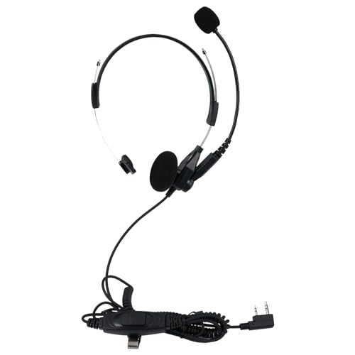 Retevis Walkie Talkie Kopfhörer, Overhead Headset, 2-poliger Funk-Ohrhörer mit PTT, Kompatibel mit Baofeng UV-5R eSynic RT24 RT27 RT668 RT622 Zwei-Wege-Radio-Headset (1 Stück) von Retevis