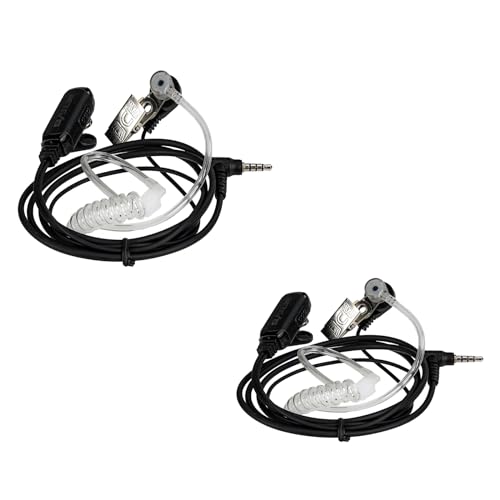 Retevis Walkie-Talkie-Ohrhörer, 1-polig 3,5 mm, Sicherheits-Headset mit Mikrofon, Funkgeräte Headset Funkgerät Ohrhörer mit PTT kompatibel RT622P RB619 (2 Stück) von Retevis
