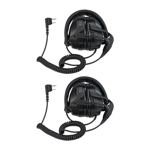 Retevis Walkie Talkie Ohrhörer Noise Cancelling, 2-Wege Radio Overhead Headset, Boom Mic, Lautstärkeeinstellung, PTT,2 Pin kompatibel mit Baofeng UV5R RT24 RT27 RT622 Walkie Talkie (2-Pack) von Retevis