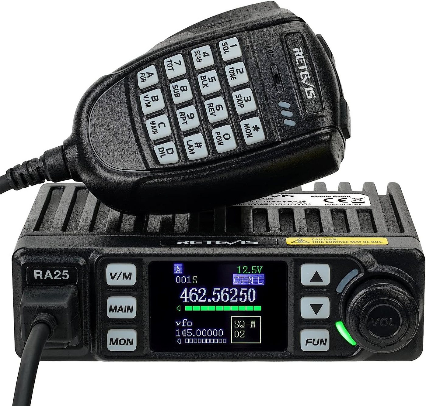 Retevis Walkie Talkie RA25 Mobiler Transceiver, Dualband Dual-Monitor, 5W/20W, 500 Kanäle von Retevis