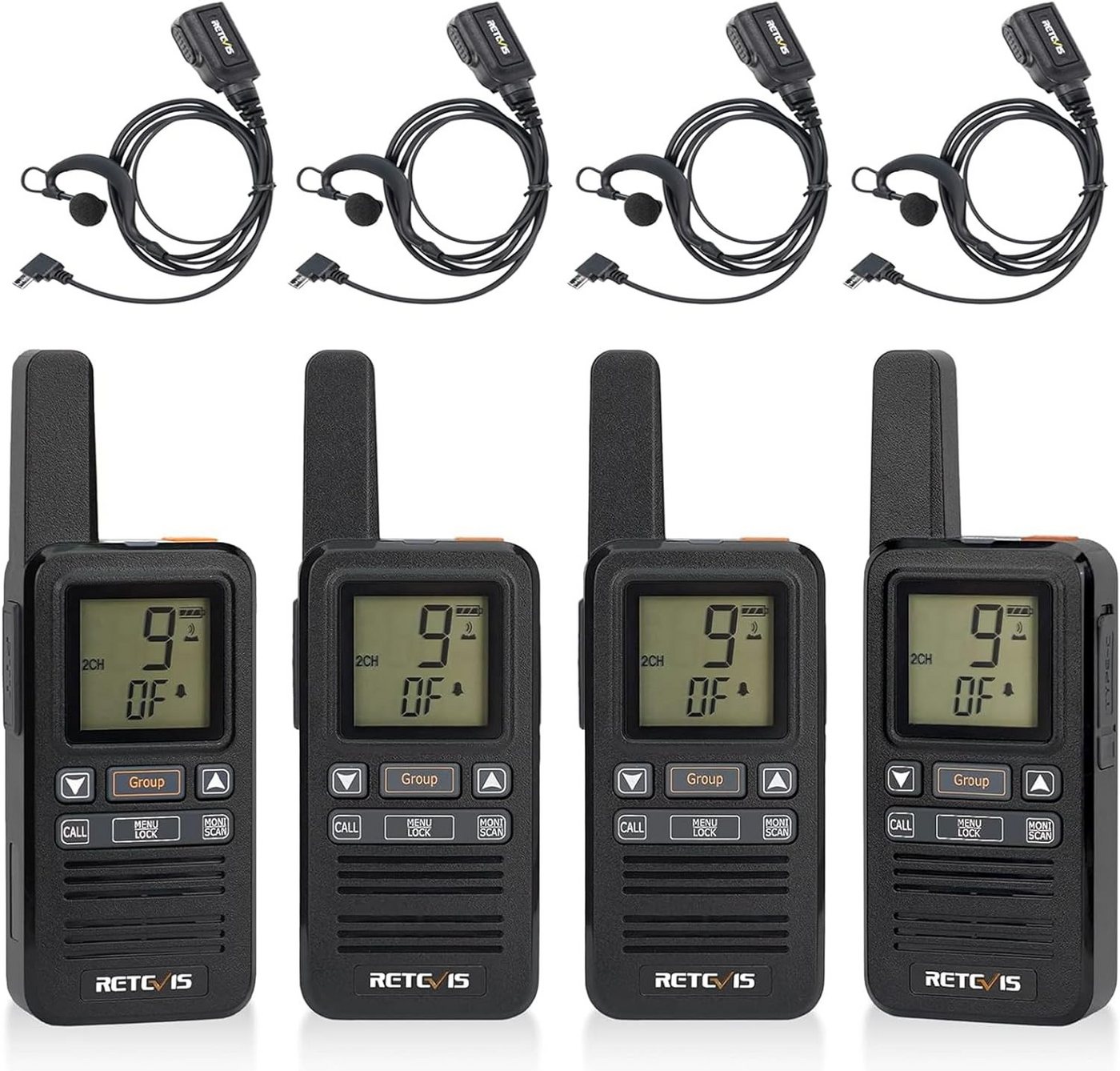 Retevis Walkie Talkie RB667,1600 mAh Gruppenruf, USB C,VOX,Squelch, für Restaurant (4 Stück), PMR446,Einzelhandel Mini Walkie Talkie Profi,funkgeräte set von Retevis