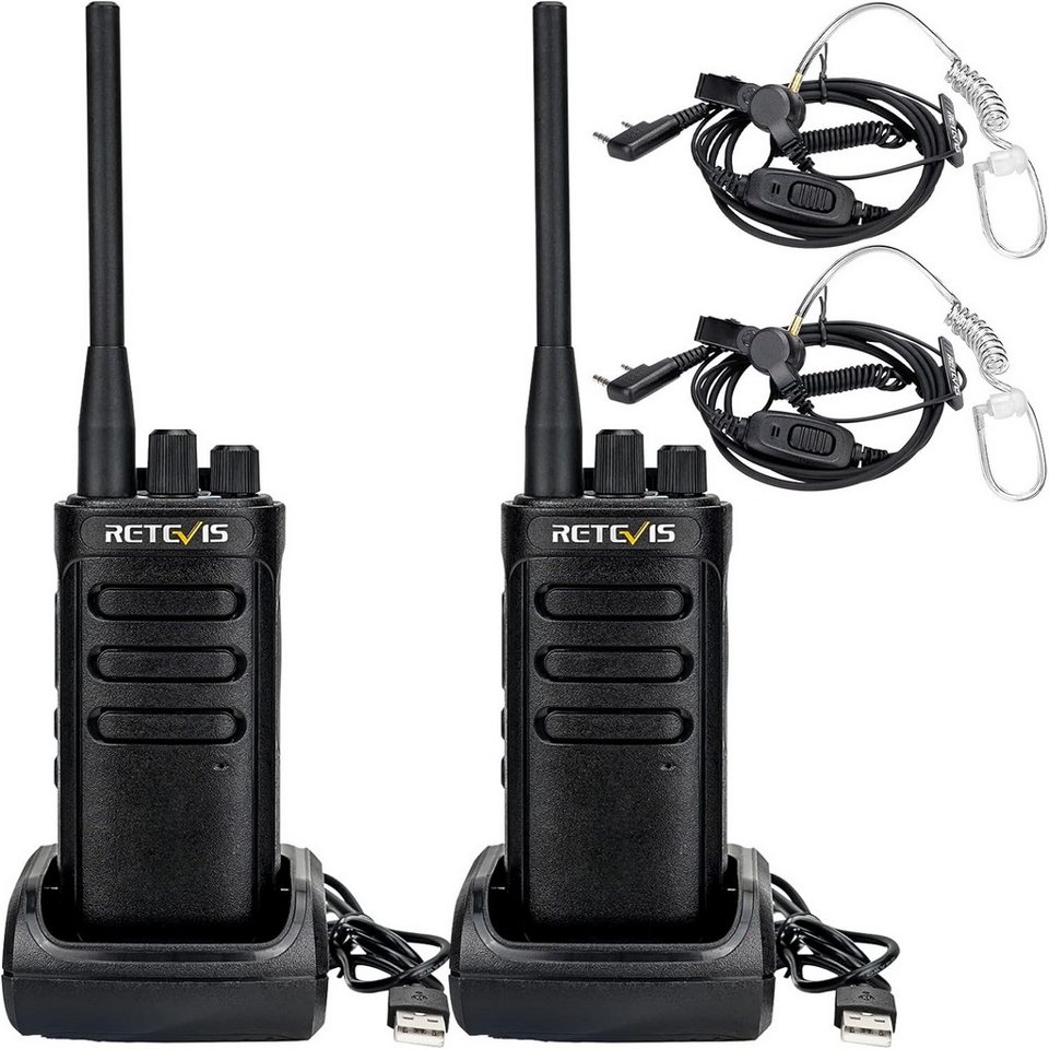 Retevis Walkie Talkie RB85 mit Headset,2000mAh,16 Kanäle, USB, für Restaurant (2 Stück), Große Reichweite, Klarer Klang,Professionelles Zwei Wege Funkgerät Set von Retevis