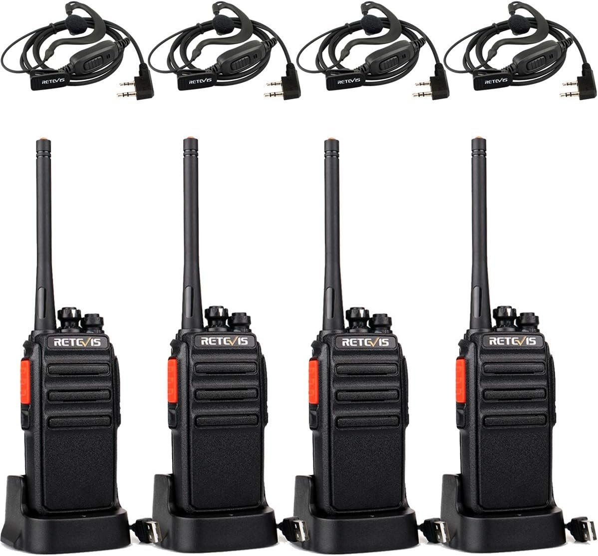 Retevis Walkie Talkie RT24V, Lizenzfrei, mit Headset und USB Ladeschale, 6 Kanäle (4 Stück) von Retevis