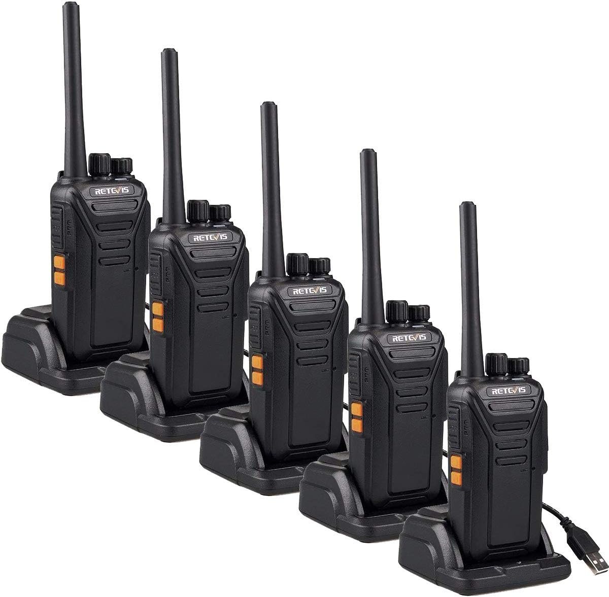 Retevis Walkie Talkie RT27Funkgerät,16 Kanäle CTCSS/DCS VOX,Lizenzfrei,für Baustelle (5 STK) von Retevis