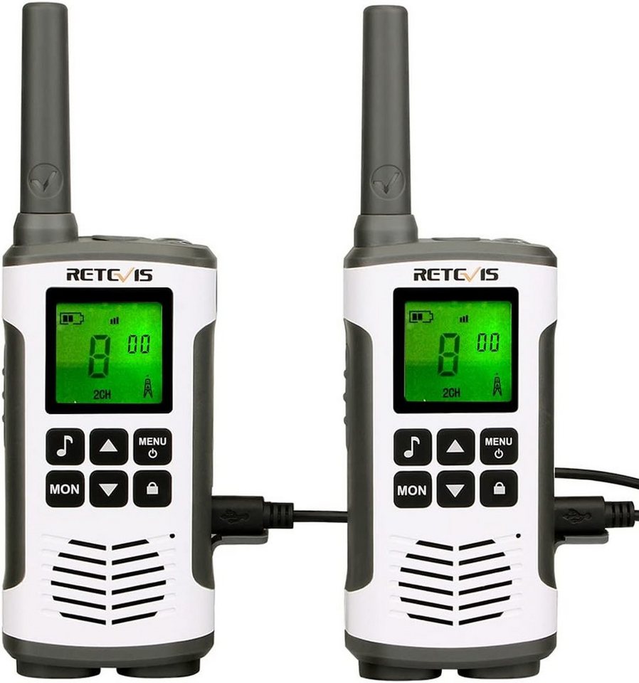 Retevis Walkie Talkie RT45 Funkgerät Lizenzfrei, Aufladbar USB Lizenzfrei 16 Kanäle, VOX Rufton, Taschenlampe, Anti-Drop von Retevis