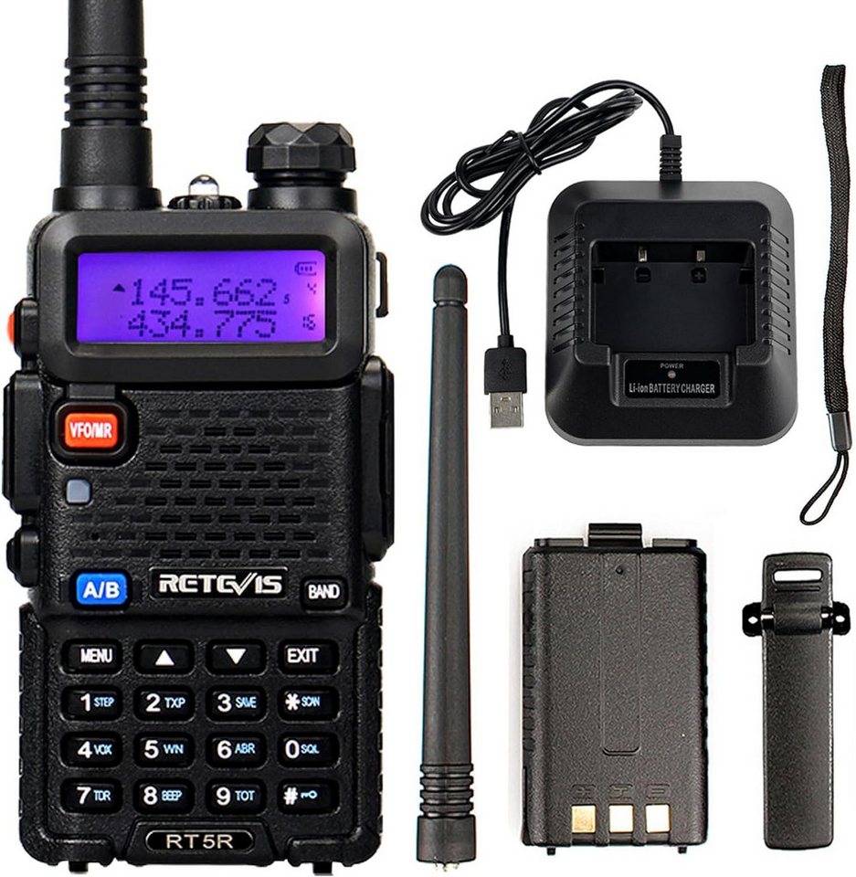 Retevis Walkie Talkie RT5R, Dualband, Handheld-Transceiver mit FM-Radio, 128 Kanäle,Tragbar, Wiederaufladbarer Walkie Talkie,2-Wege-Radio für die Jagd von Retevis