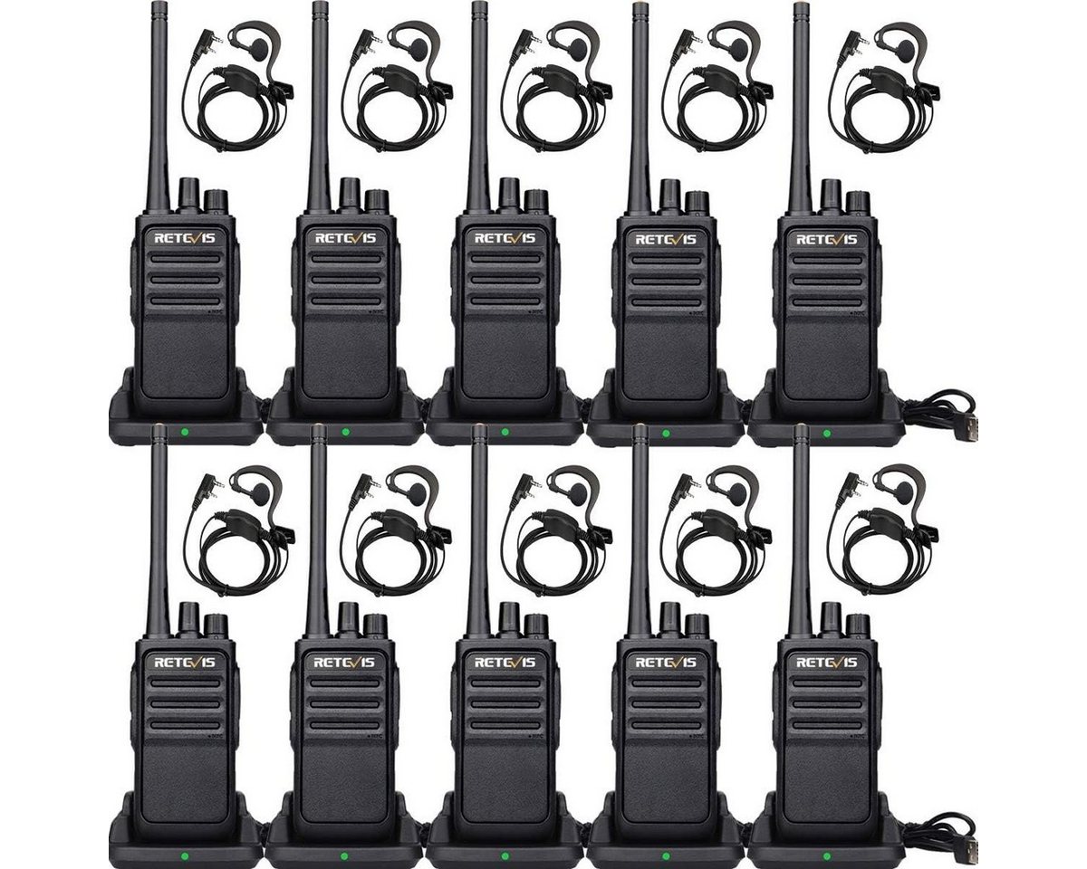 Retevis Walkie Talkie RT617, PMR446 Funkgerät,VOX, für Schule,Sicherheit,Logistik (10 Stück) von Retevis