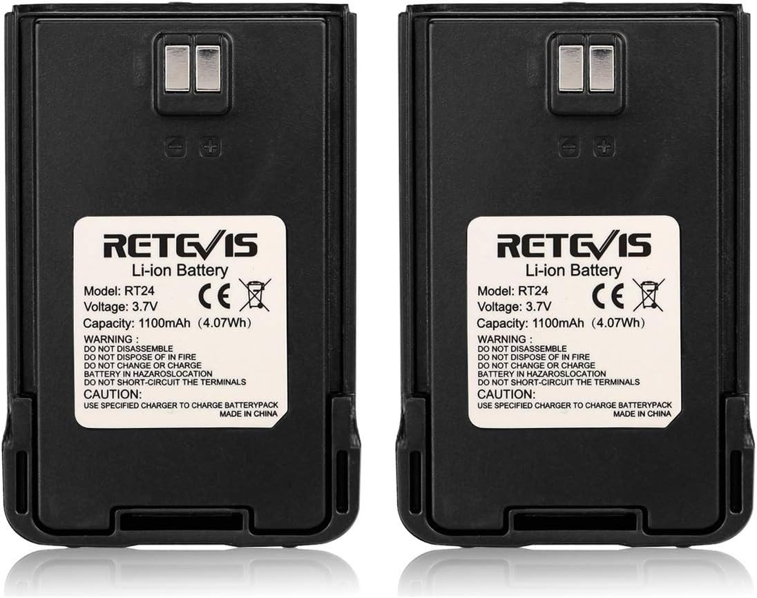 Retevis Walkie Talkie Retevis RT24 Akku Original Li-Ion Akkus, (RT24 Akku, Li-Ion Akkus (2 STK), Original Li-Ion Akkus 3.7V 1100mAh für Walkie Talkie RT24 Funkgerät von Retevis