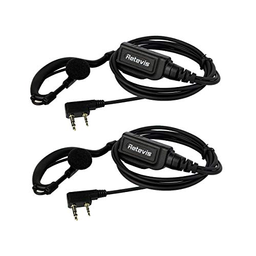 Retevis Walkie Talkies Ohrhörer 2Pin G-Typ-Ohrhaken-Headset Kompatibel RT1 RT24 RT27 RT22 Baofeng BF-888S UV-5RV Kenwood Funkgerät (2 Stück) von Retevis