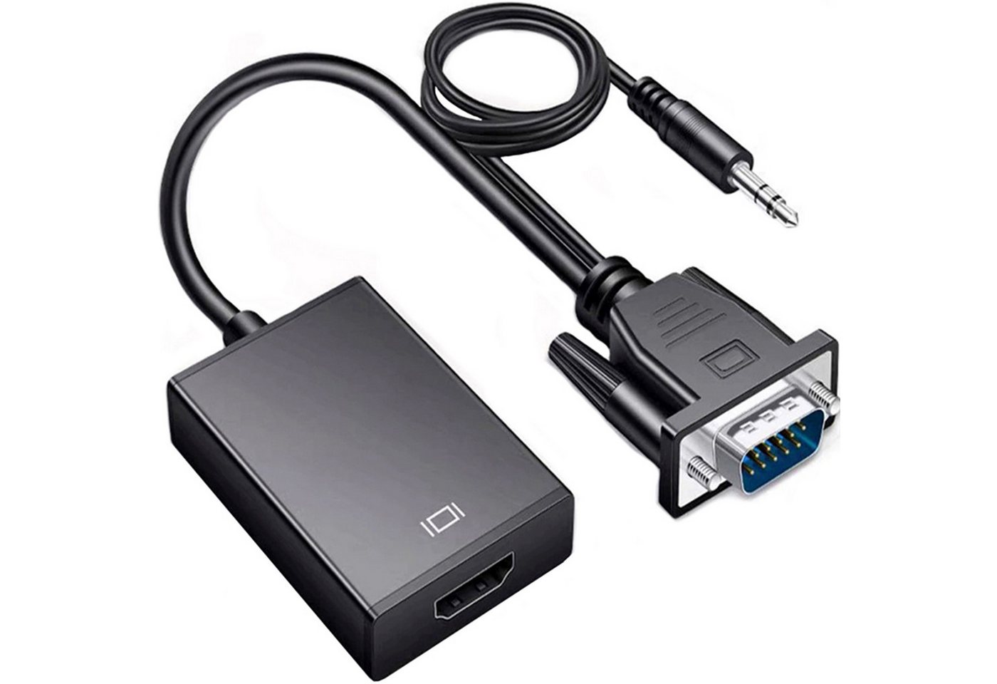 Retoo 1080P VGA auf HDMI Audio-Untersützung Adapter Auflösung VGA zu HDMI PC Audio- & Video-Adapter 3,5-mm-Klinke, VGA, HDMI zu 3,5-mm-Klinke, VGA, HDMI, Er überträgt auch Audio, Auflösung von 1080p, 60 Hz, Jack 3.5 mm von Retoo