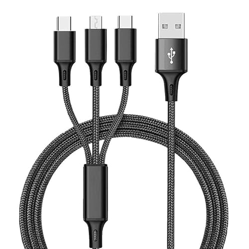 Retoo 3 in 1 Universal ladekabel Micro USB USB Typ C und Phone Schnellladung QC3.0 1.2M, Kabel Haltbares Nylon geflochtenes, Kompatibel für Samsung Galaxy S21 S20 S10 S9 S8+ Huawei Schwarz von Retoo