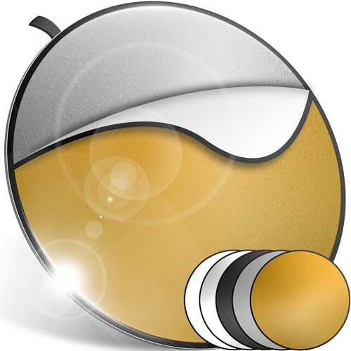 Retoo 5 in 1 Reflektor 60cm Lichtreflektor Lichtdiffusor Fotografie Rund Faltreflektor Tragetasche Zusammenklappbarer Durchscheinend Silber Gold Weiß Schwarz für Portrait Foto Hochzeitsfotografie von Retoo