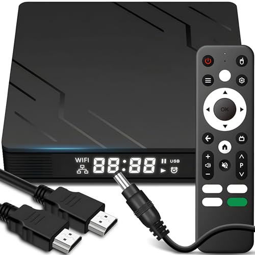 Retoo Android TV Box mit TV Fernbedienung, Smart TV-Box mit 2.4GHz Quadcore-Prozessor, Media Player mit Auflösung 4k und Full HD, Konverter (16GB 2GB RAM DDR3) Android 13 Bluetooth 5.0 von Retoo