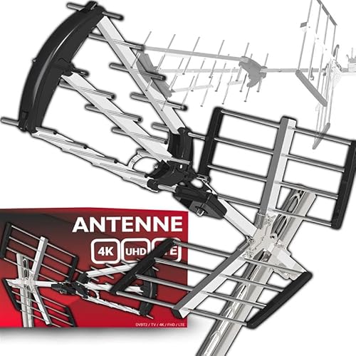 Retoo Antenne DVB-T2 Außenantenne mit Eingebautem Verstärker 0-120 km Fernempfang LTE Filter 13dB Gewinn Großer Reichweite Frequenz 168-862 Hz Horizontale und vertikale Polarisation von Retoo