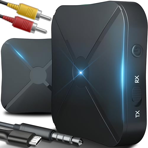 Retoo Audio Transmitter 2in1 Bluetooth Adapter Dongle mit Kabel Aux 3.5mm und RCA, Sender Empfänger, Drahtloser Tragbarer für Auto TV Stereoanlage HiFi Lautsprecher Kopfhörer, Low Latency Kabelloser Retoo Audio Transmitter 2in1 Bluetooth Adapter Dongle mit Kabel Aux 3.5mm und RCA, Sender Empfänger, Drahtloser Tragbarer für Auto TV Stereoanlage HiFi Lautsprecher Kopfhörer, Low Latency Kabelloser von Retoo
