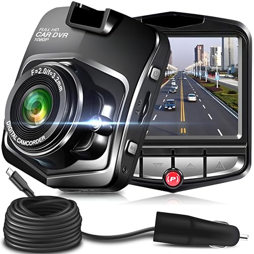 Retoo Autokamera mit Loop-Aufnahme und FHD 1080p Auflösung, Dashcam mit 2,4 LCD Zoll Bildschirm und Nachtsicht, Auto Kamera mit Parküberwachung und Bewegungserkennung, G-Sensor, 170 ° Weitwinkel von Retoo