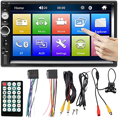 Retoo Autoradio 2DIN USB, 7 Zoll Touch Display mit Bluetooth, Media Receiver, Helligkeitseinstellung Bildschrim, Multimedia Player mit Rückfahrkamera, Touchscreen, Auto Radio mit Telefonaufladung von Retoo