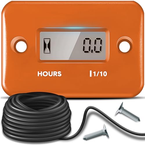 Retoo Betriebsstundenzähler Digitaler Motorsäge Stundenzähler Generator Wasserdichte Hintergrundbeleuchtung Wartungsstundenzähler für Reiten Rasenmäher Rücksetzbarer Job-Timer von Retoo