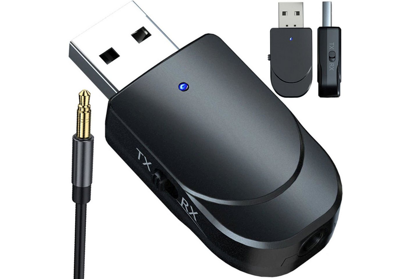 Retoo Bluetooth Adapter Transmitter Empfänger 2 in 1 Wireless USB Aux TV Bluetooth-Adapter, 2-in-1-Empfänger, Eingebautes Mikrofon von Retoo