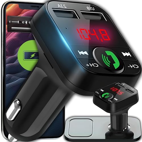 Retoo Bluetooth FM Transmitter mit Dual USB Ladegerät, SD TF Kartenleser und Digitalanzeige, Freisprecheinrichtung Car Kit, Auto Audio Adapter, Universelles Ladegerät für GPS-Geräte von Retoo