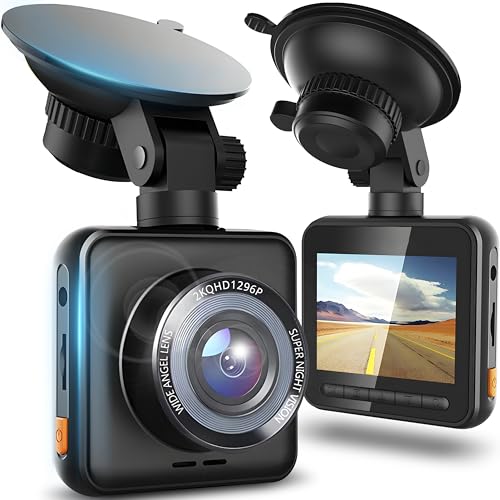 Retoo Dashcam Auto Autokamera 2K Sichtwinkel 170° Vorne Nachtsicht Bewegungserkennung G-Sensor Parkmodus Loop-Aufnahme GPS-Modul Mi-krofon und Lautsprecher Bildschirm LED 2" Schwarz von Retoo