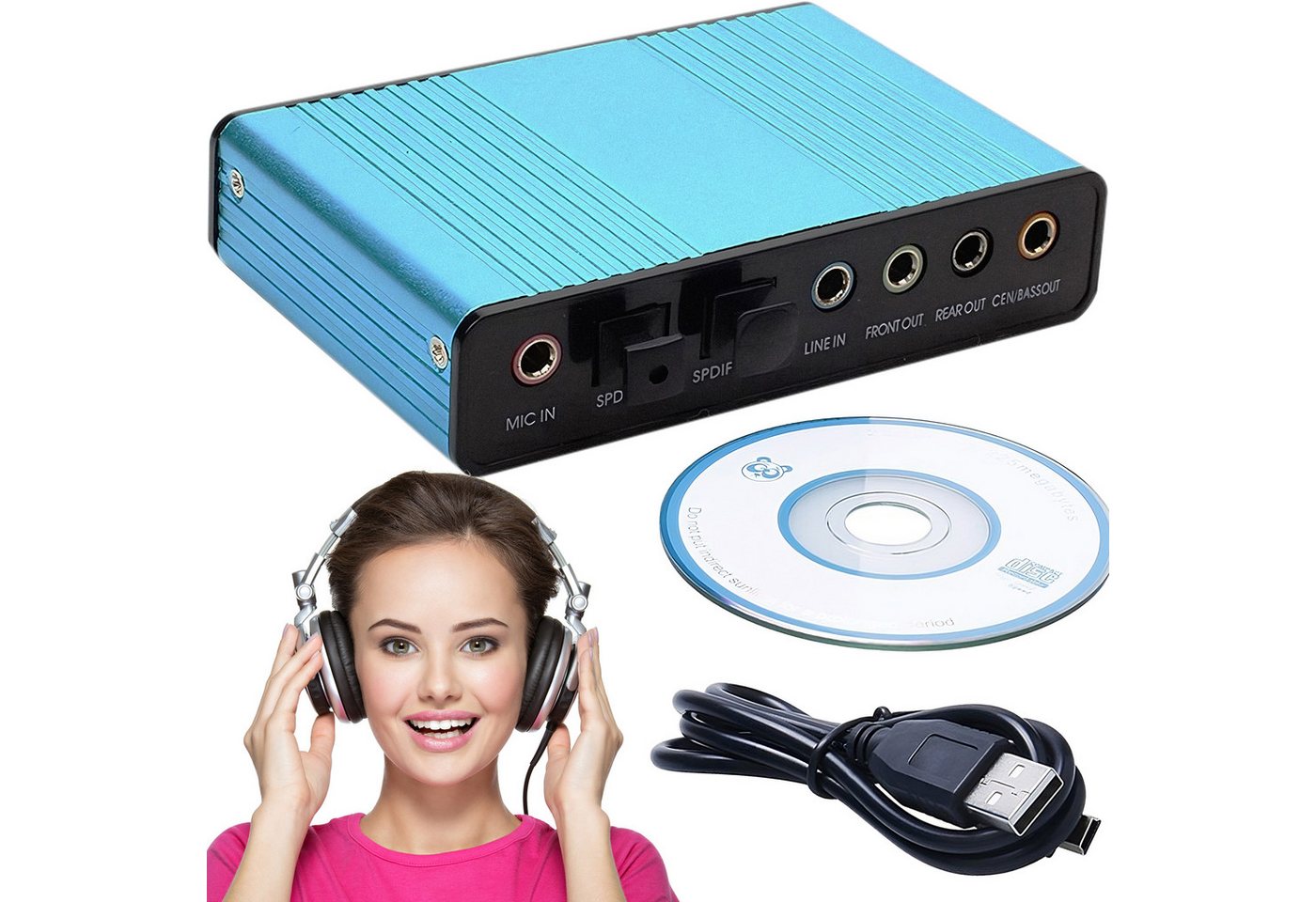 Retoo Externe USB Kanal 7.1 5.1 Adapter für PC mit SPDIF Didital Audio Soundkarte, Überragende Klangqualität Vielseitigkeit Einfache Installation von Retoo