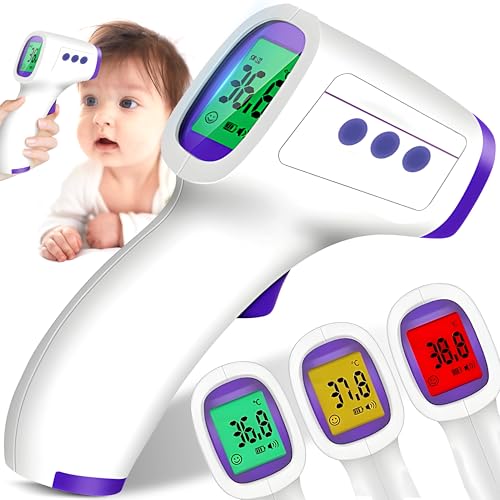 Retoo Fieberthermometer Kontaktlos Infrarot Stirnthermometer für Kinder, Babys, Erwachsene mit LCD Anzeige, Thermometer Digitales, Fieberalarm, Temperaturmessgerät °C/°F Schalter, Weiß von Retoo