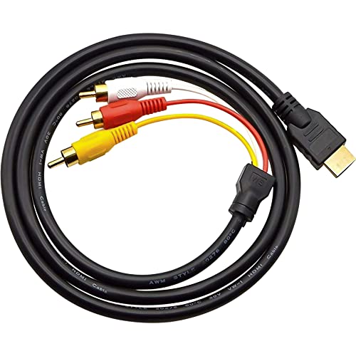 Retoo HDMI-auf-Cinch-Kabel mit 1080p und Audio, Verbindungskabel HDMI-3RCA mit Vergoldete Anschlüsse, Kompatibel mit FHD, HDMI Stecker auf 3 RCA Buchse, Composite VA Adapter, Adapterkabel für HDTV von Retoo