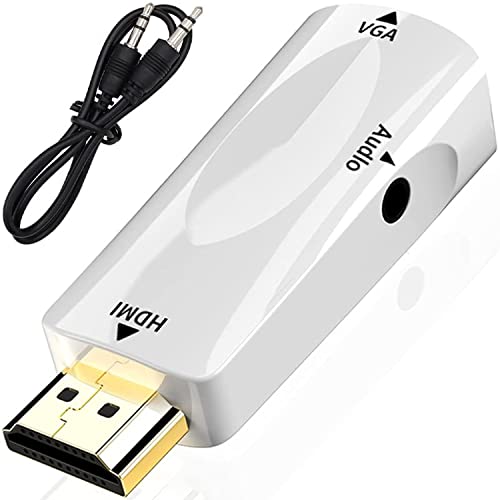 Retoo HDMI auf VGA Adapter, HDMI to VGA mit Audio Kabel, 1080P 60HZ, Stecker auf Buchse, Converter von Alter PC zu TV/Monitor mit HDMI, Konverter mit Audio für Monitor Projektor HDTV von Retoo