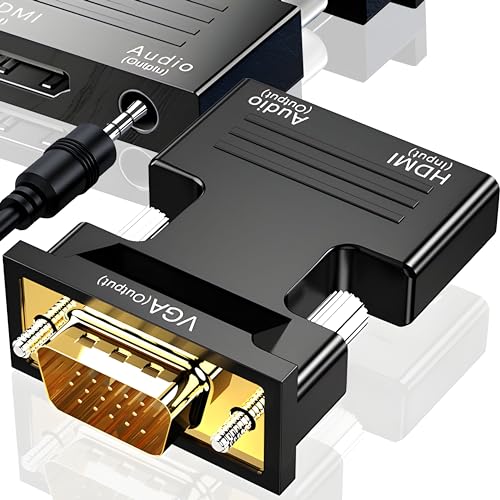 Retoo HDMI to VGA mit Audio Adapter HDMI auf VGA Konverter Kabel 1080P 60HZ Stecker auf Buchse Converter von Alter PC zu TV/Monitor mit HDMI Audio für Monitor Projektor HDTV von Retoo