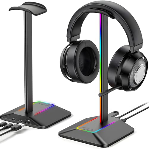Retoo Headset Halterung Kopfhörer Ständer RGB Universal HUB USB Halter für Over Ear Kopfhörer Gaming Headset und Kopfhörerdisplay Geeignet für Ti-sch 24,2 x 11,3 x 10,8 cm Schwarz Retoo Headset Halterung Kopfhörer Ständer RGB Universal HUB USB Halter für Over Ear Kopfhörer Gaming Headset und Kopfhörerdisplay Geeignet für Ti-sch 24,2 x 11,3 x 10,8 cm Schwarz von Retoo