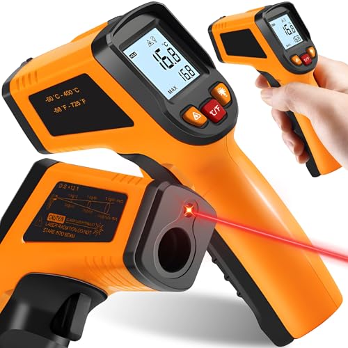 Retoo Infrarot Thermometer, Temperaturmessgerät, Digitale, Berührungslose, Laser Temperaturpistole, Hintergrundbeleuchtbares Bildschirm LCD, -50°C~380°C (-58~716°F), Temperaturmesser von Retoo