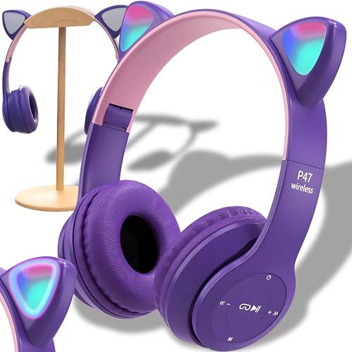 Retoo Kopfhörer Katzenohren, Bluetooth Kopfhörer für Kinder, Kabellos Kinderkopfhörer, Kopfhörer Over Ear für Schule/Tisch/PC, Mädchen Katzenohr Kopfhörer Over-Ear, Anime Kopfhörer, Violett Retoo Kopfhörer Katzenohren, Bluetooth Kopfhörer für Kinder, Kabellos Kinderkopfhörer, Kopfhörer Over Ear für Schule/Tisch/PC, Mädchen Katzenohr Kopfhörer Over-Ear, Anime Kopfhörer, Violett von Retoo