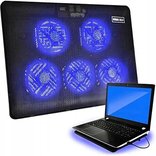 Retoo Laptop Kühlpad mit 5 Lüfter Led 12-15 Zoll Cooling Pad für Verhindere Überhitzung, Laptop-Kühlpad für Notebook, PS3 PS4 PS5 Xbox One, Laptop-Kühler Kühlventilator Schwarz von Retoo
