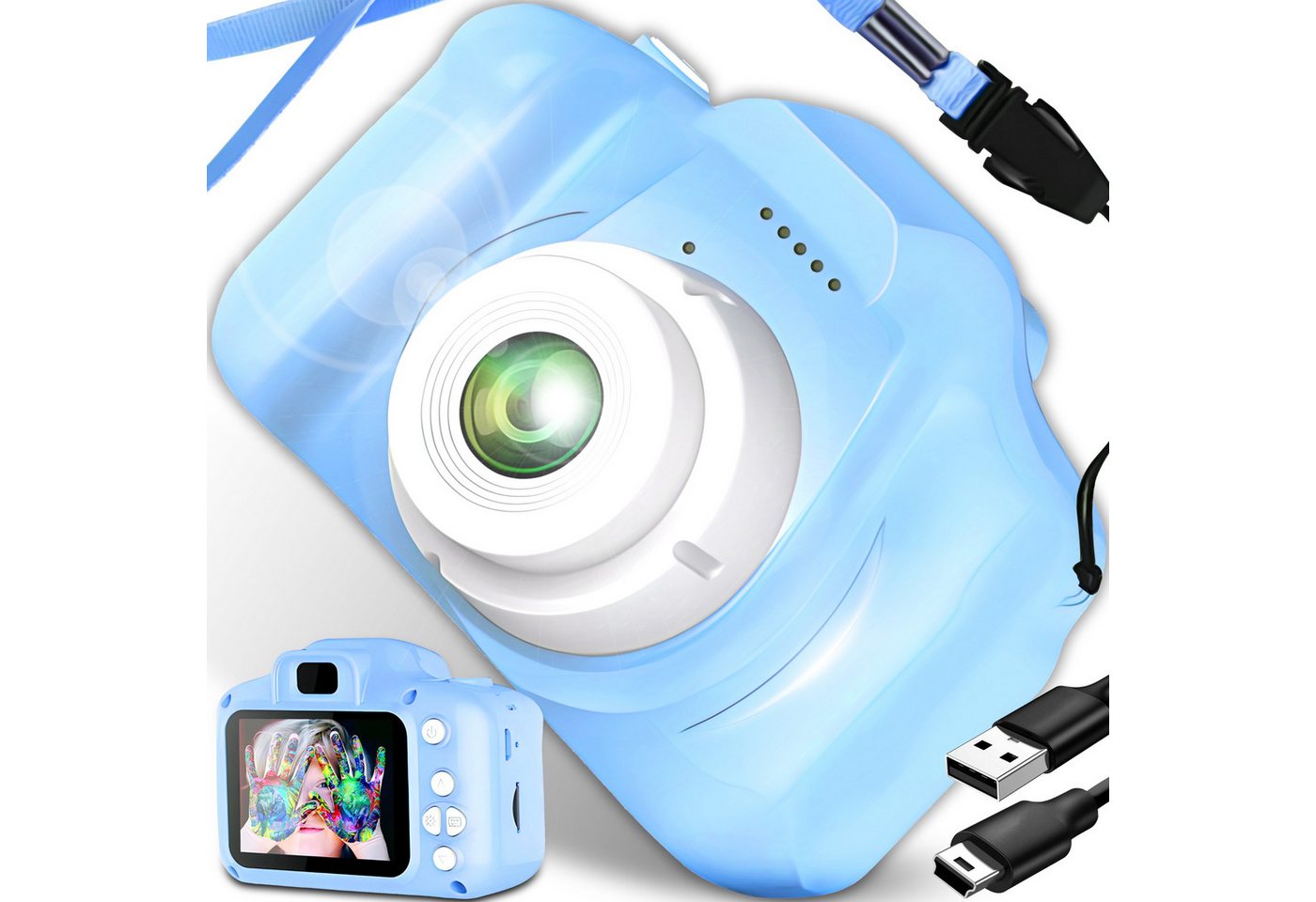 Retoo Mini-Digital-Kinderkamera HD 1080P LCD-Kamera-Spielzeug-Geschenk-Kind Kinderkamera (inkl. Digitalkamera Kabel USB zum Computer Band Originalverpackung Anleitung, Die Speicherkarten bis zu 32Gb, Fotoapparat 3 Mpx) von Retoo