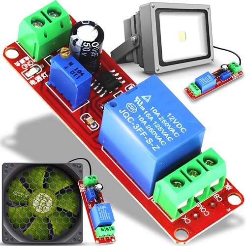 Retoo Modul DC Verzögerungszeitrelais 12V für Arduino oder Raspberry, 1-10s, Zeitkontroller-Schaltkreis, Timer Delay Relay Switch, Relaismodul Timer, ON/OFF Zeitschalter, NE555 von Retoo